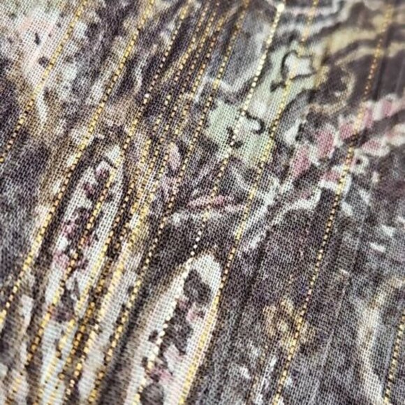 Cato Tunic Women's Size 14/16W Brown Paisley Metallic NWT Ruffles Flutter - Picture 5 of 14